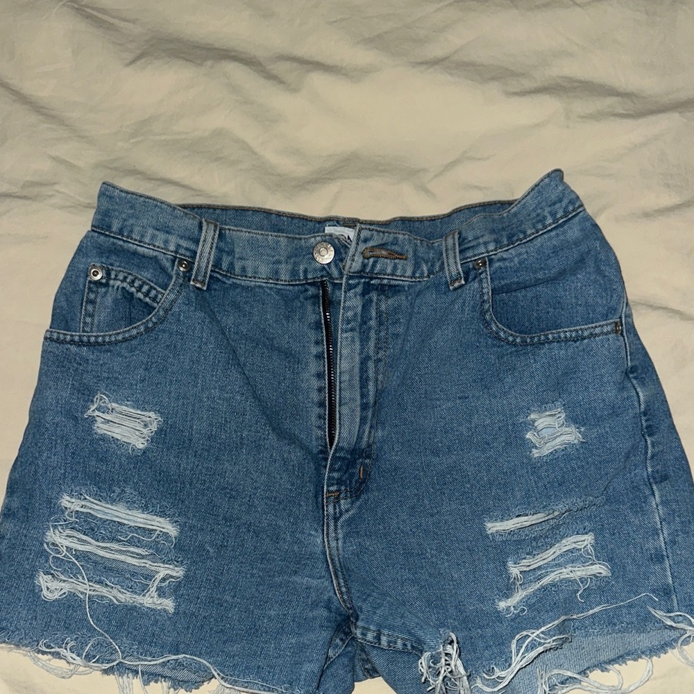 Vintage Distressed Blue Denim Women Shorts